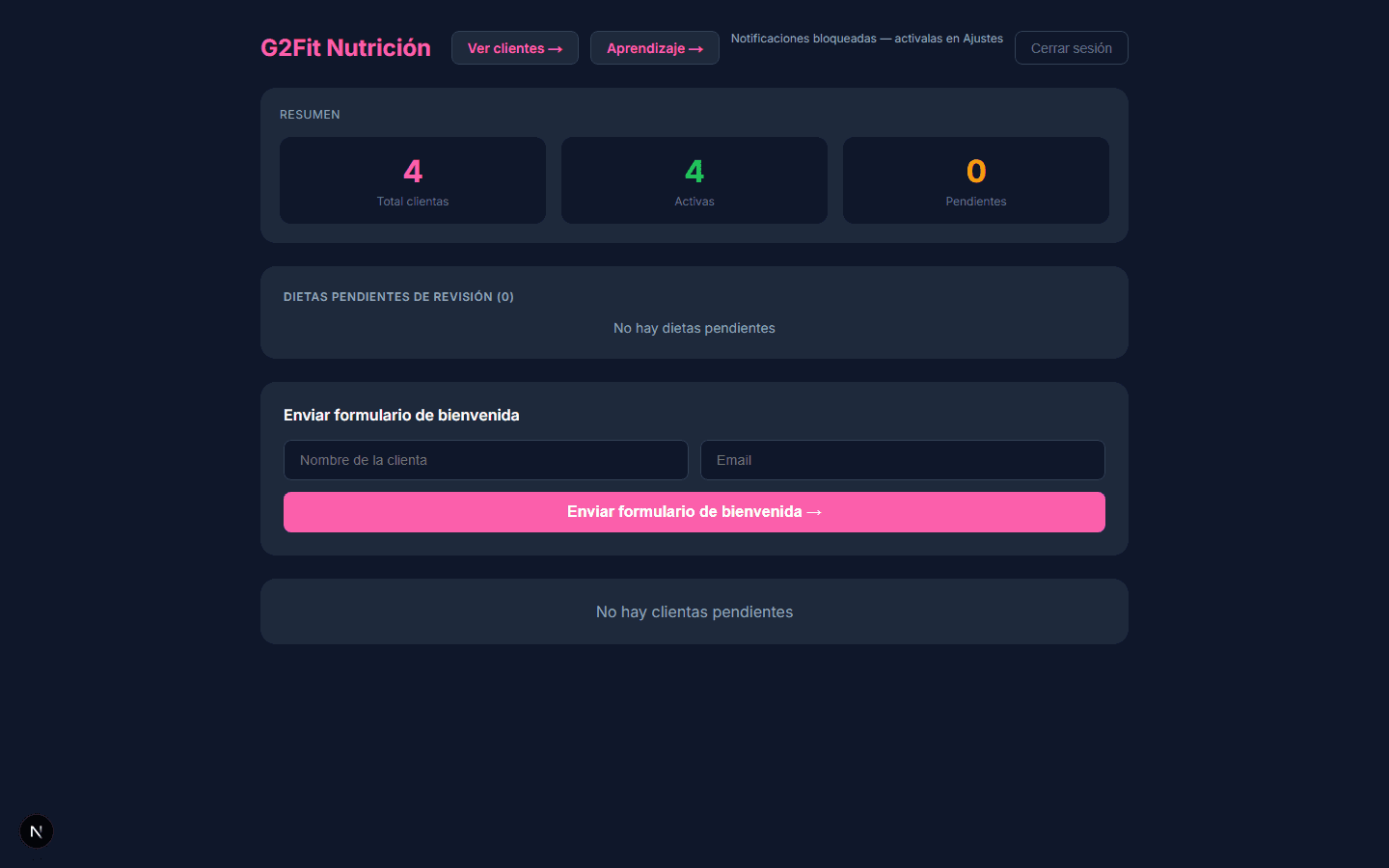 Panel de administración NutriFlow