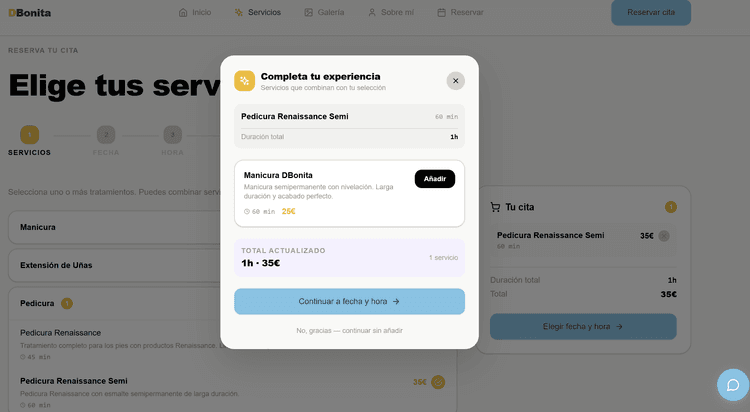 D Bonita — Reservas + CRM — detalle